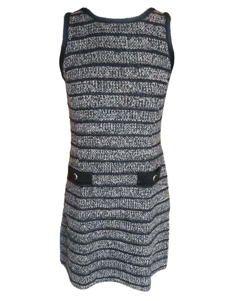 Sleeveless Textured Boucle Knit Dress LE5297 Black