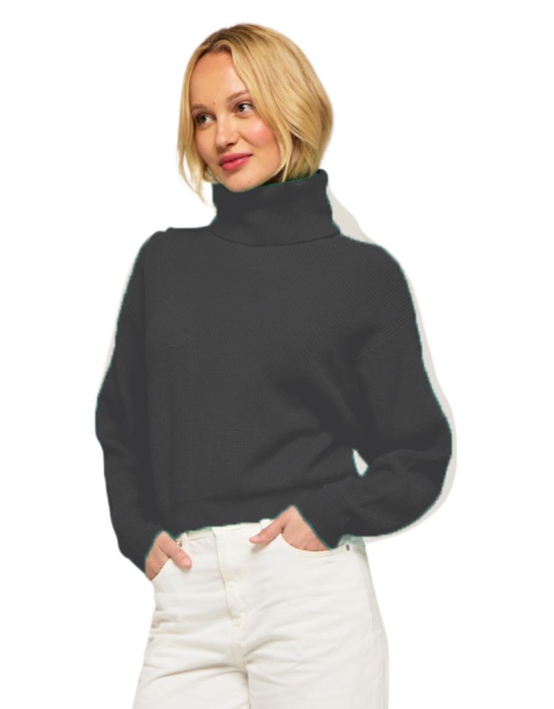 1982 Ember Wide Sleeve Polo Neck Sweater Black