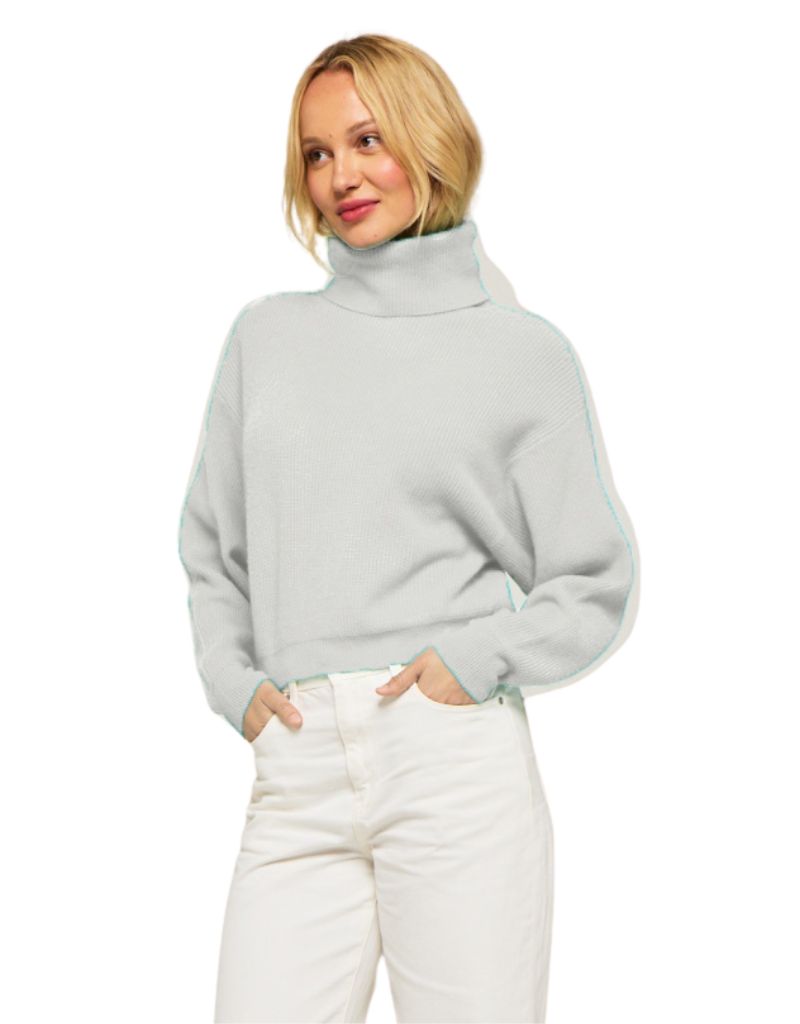 1982 Ember Wide Sleeve Polo Neck Sweater Buff