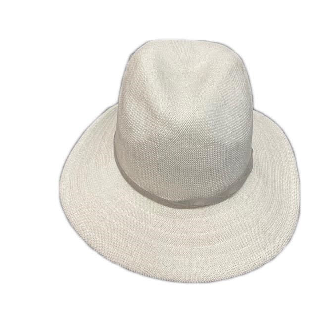 Shihreen white fedora hat with twist suede band