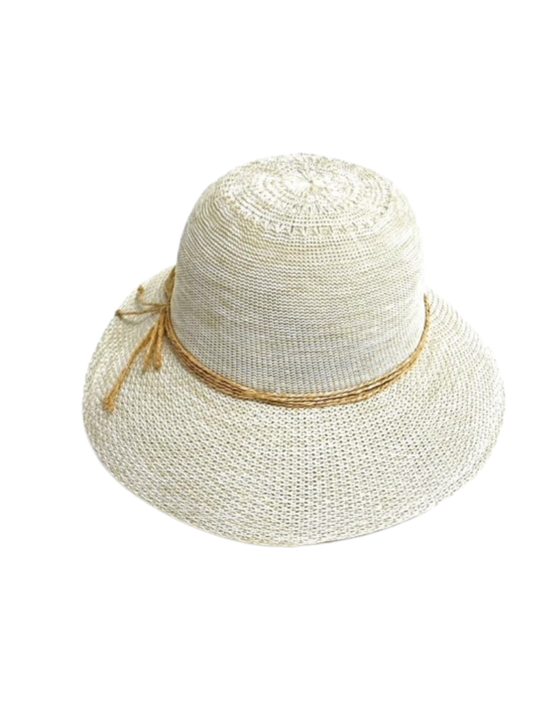 21S-0625 Light Beige Cotton Blend Medium Brim with Wired Edge Straw Tie 23