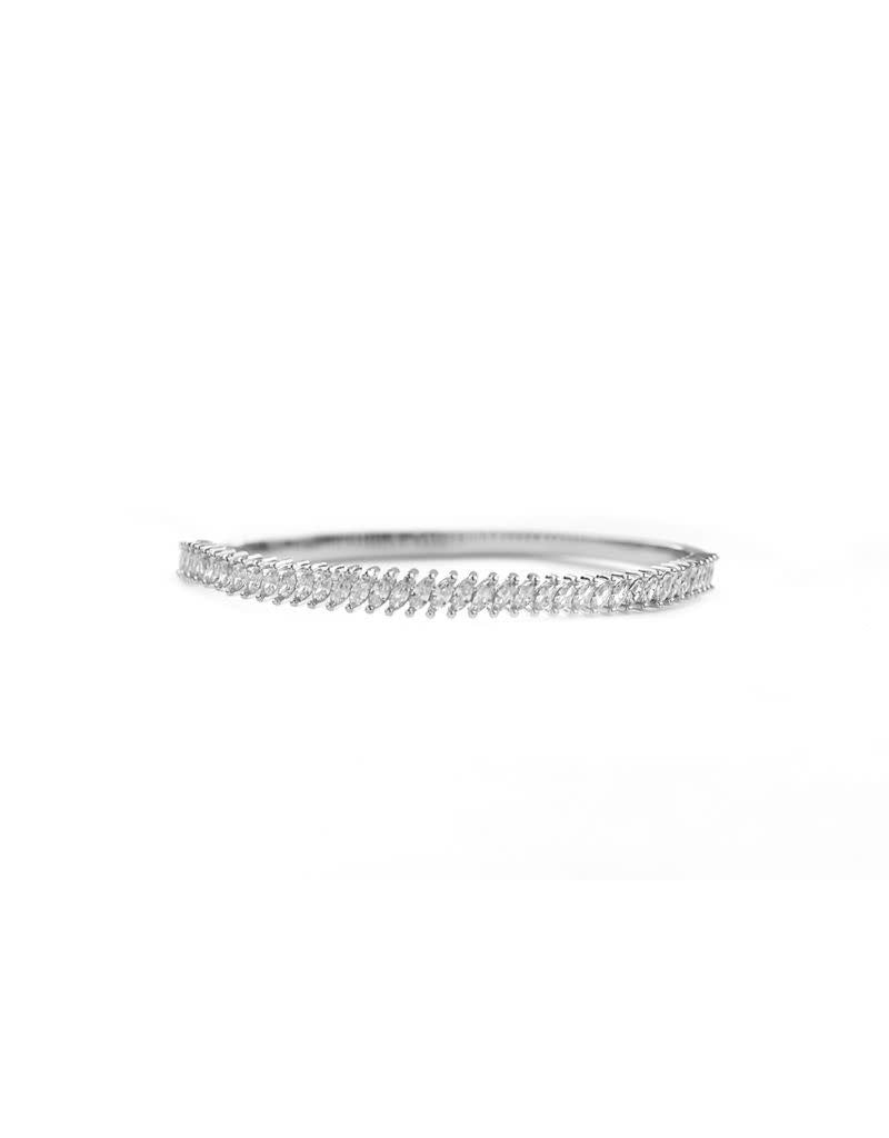 2249B Brass Marquise Single Line Bangle Silver