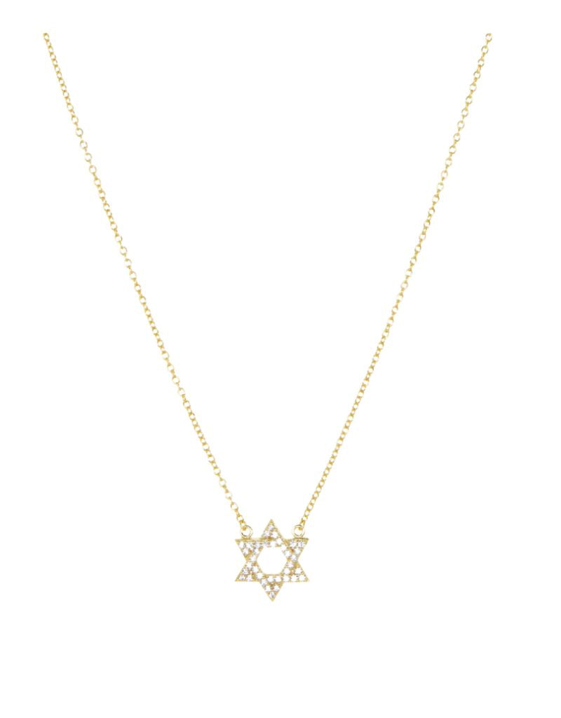 3519N Gold Plated CZ Star of David Necklace