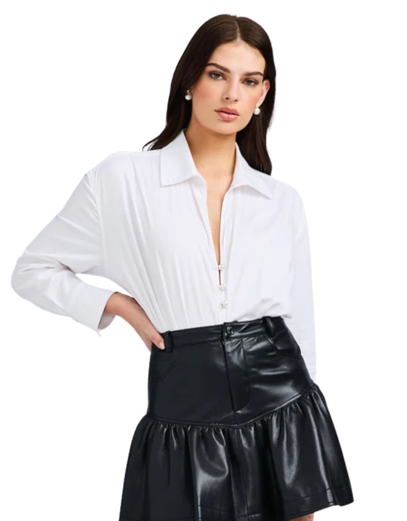 Lucia Poplin Bodysuit White