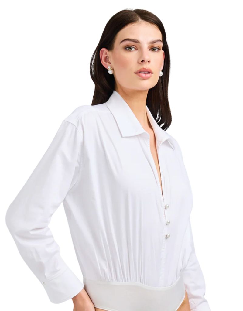 Lucia Poplin Bodysuit White