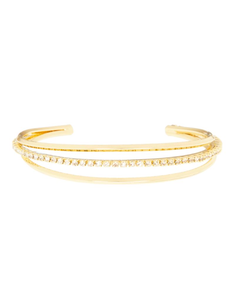 3908B Multi Row Cuff with Crystal Detail Gold