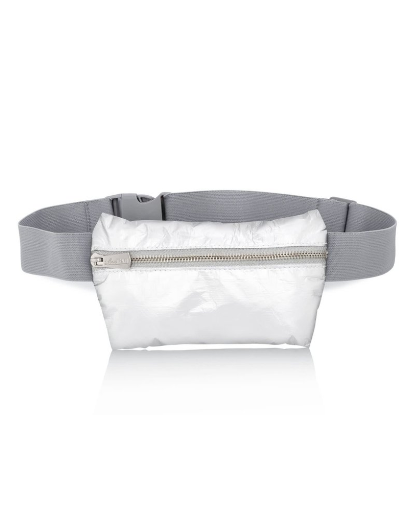 Hi Love Travel Fanny Pack in shimmer white flat image