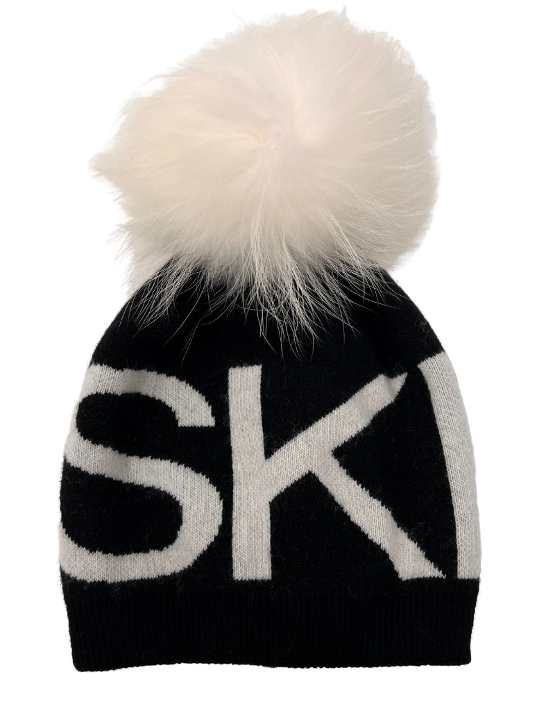 HA-71 Ski Wool Blend Angora Hat Black