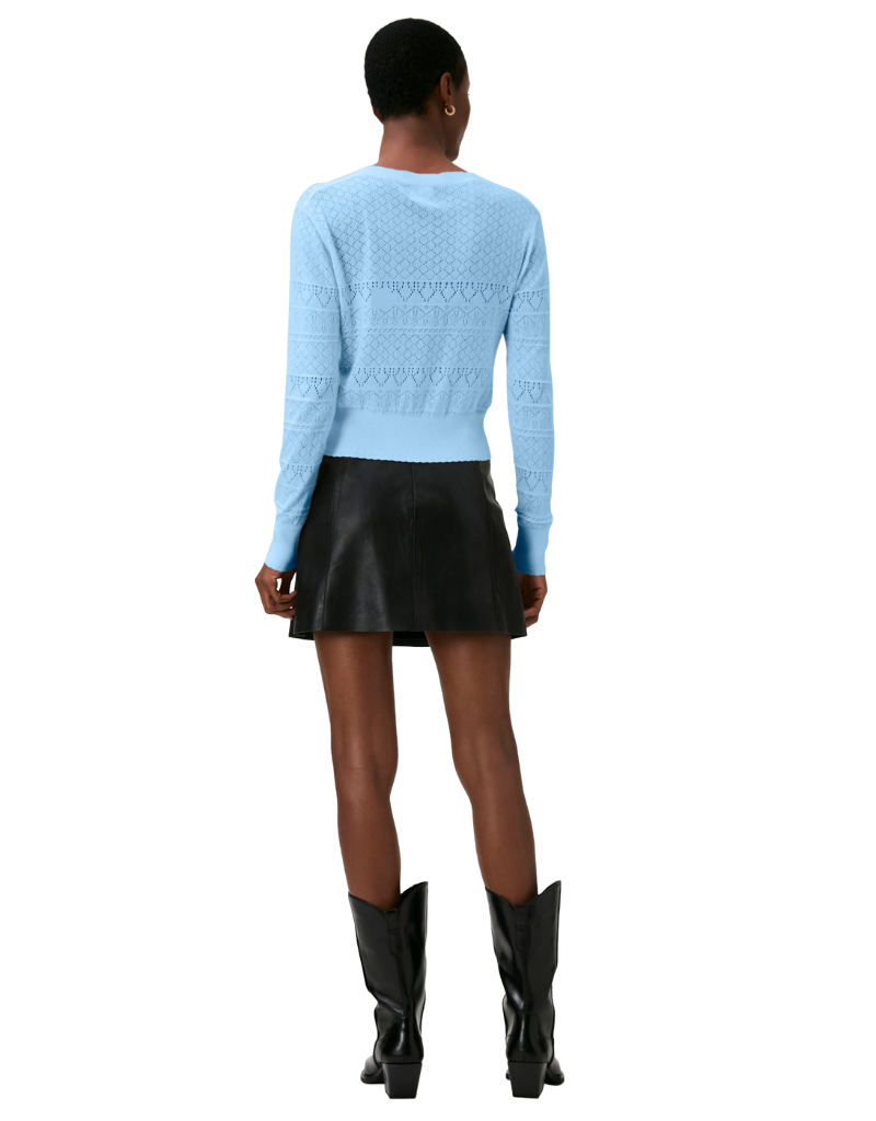 Wispr Pointelle Penny V Cardi Frost Blue