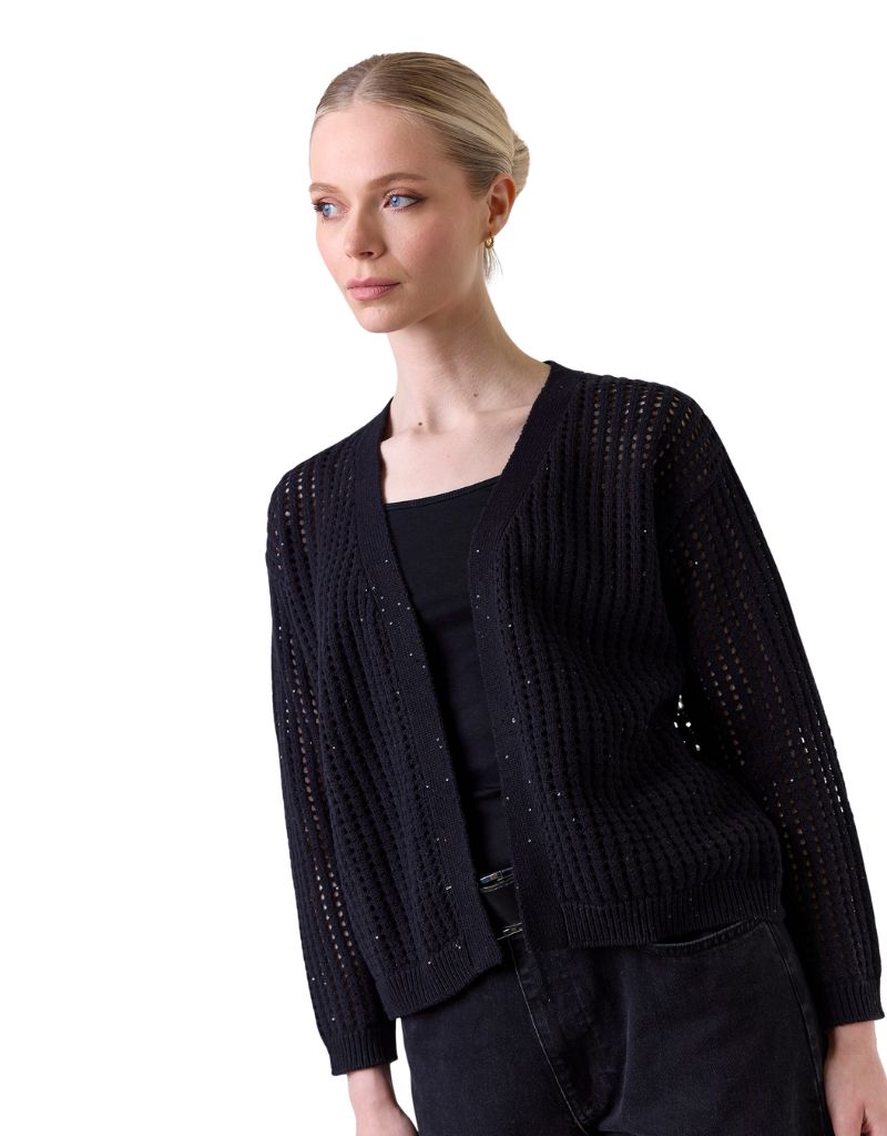Wispr Astrid Sequin Cardigan Black