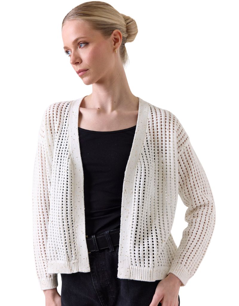 Wispr Astrid Sequin Cardigan Ivory