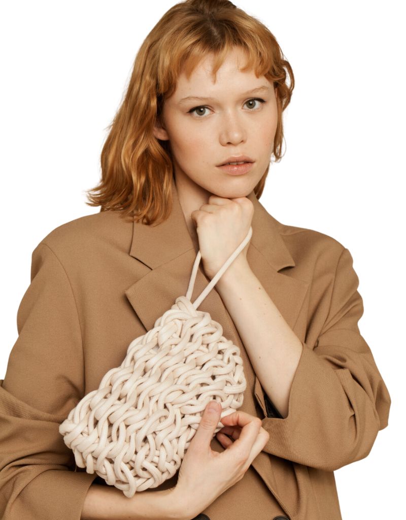 Alienina Lina Clutch Waxed Cotton White