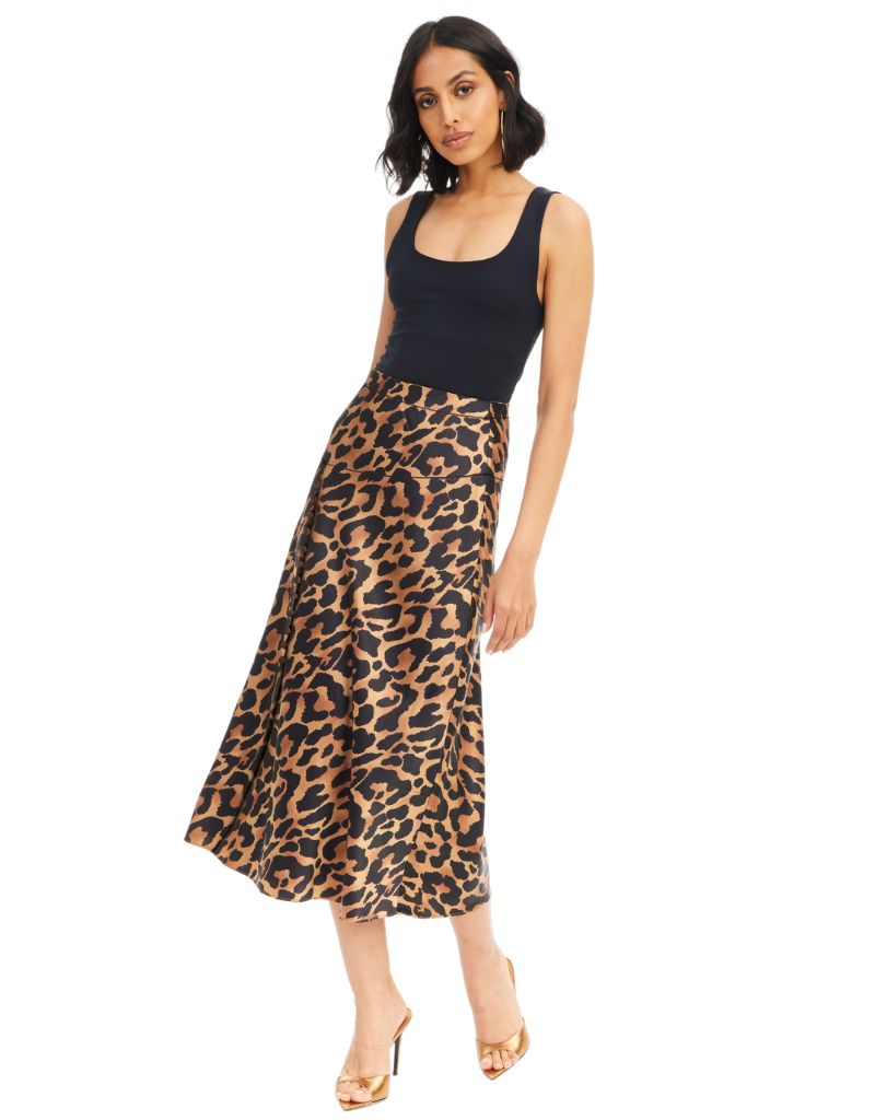Allison Satin Reese Skirt Leopard