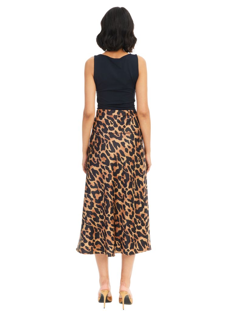 Allison Satin Reese Skirt Leopard Back