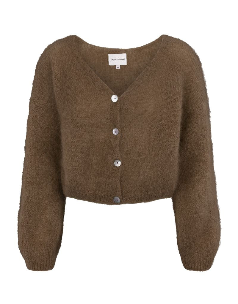 Americandreams Cornelia Cropped Cardigan Dark Brown