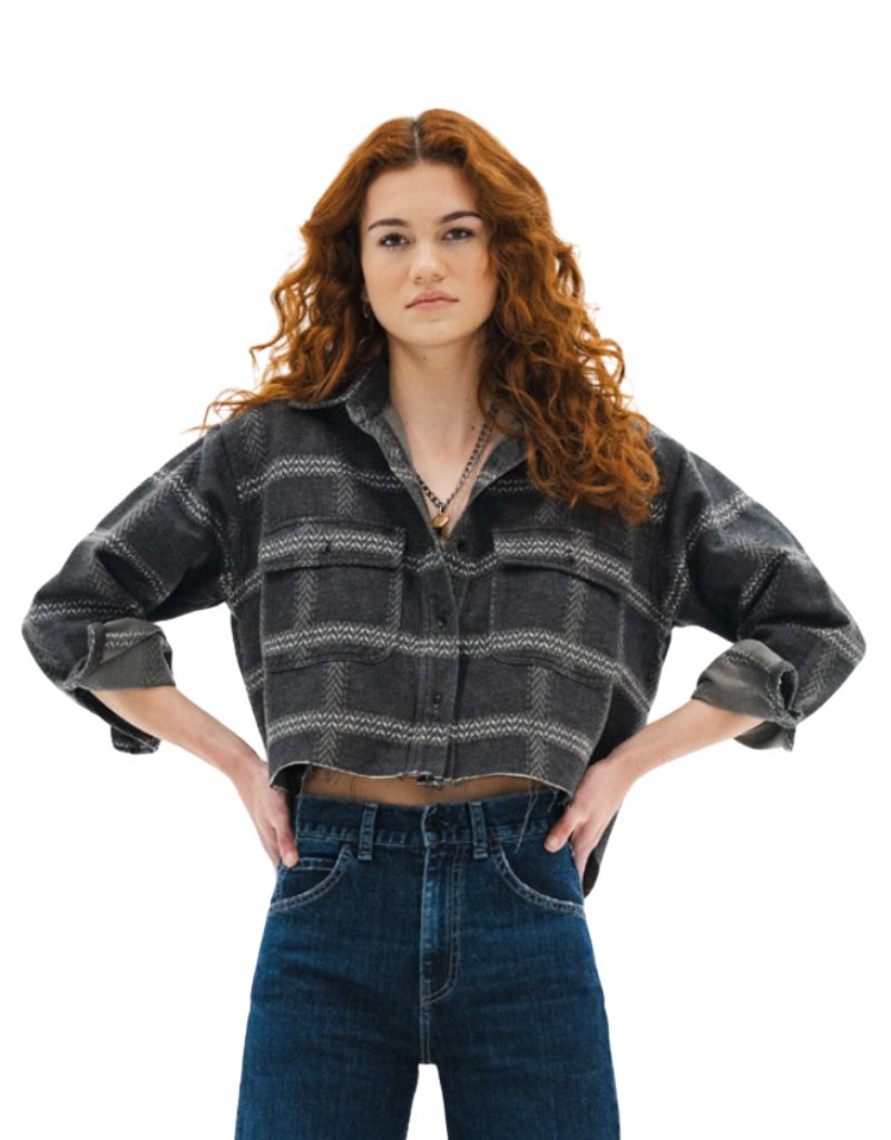 Askk NY Crosby Flannel Charcoal Plaid