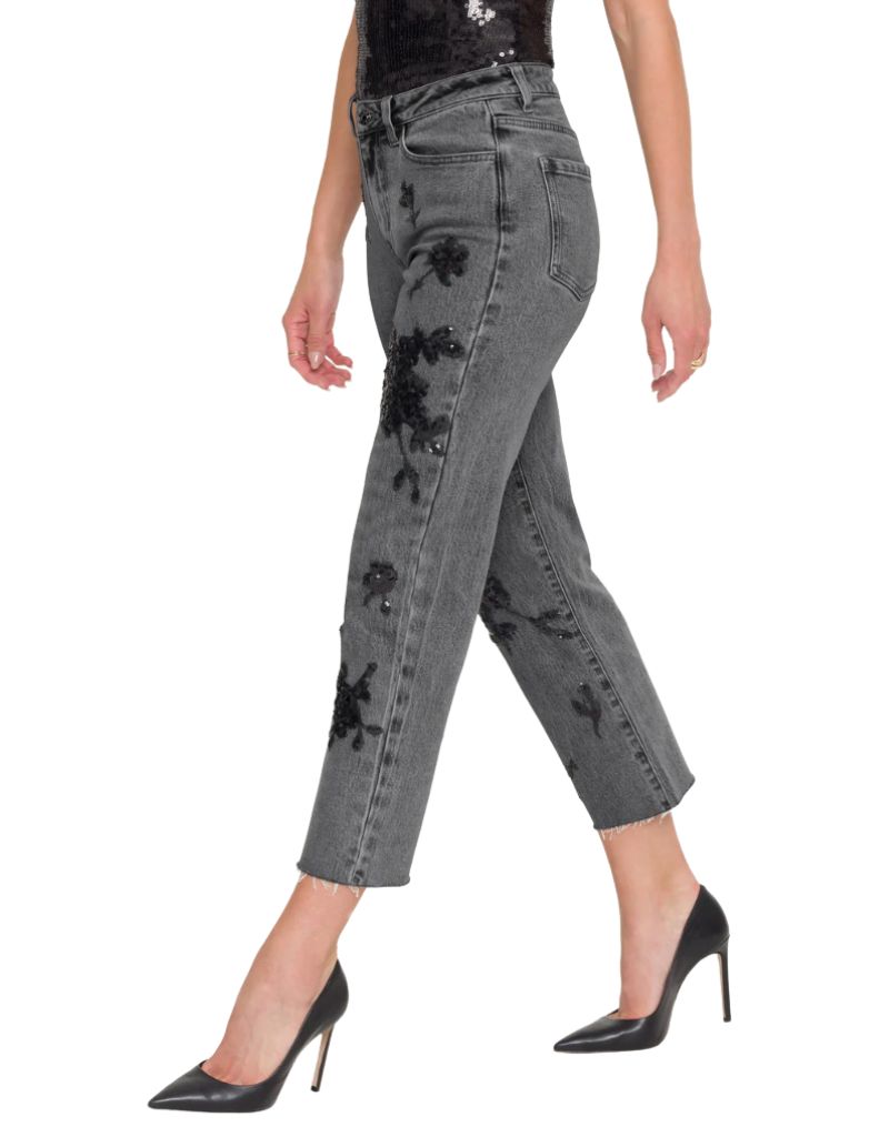 Bella Sequin Embellished Jeans Black