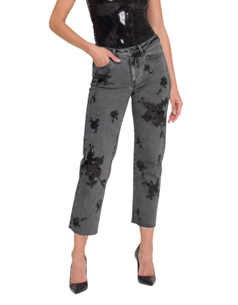 Bella Sequin Embellished Jeans Black