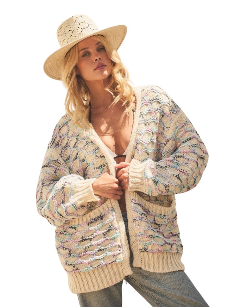BTB Los Angeles Taylor Honeycomb Cardigan Purple Multi