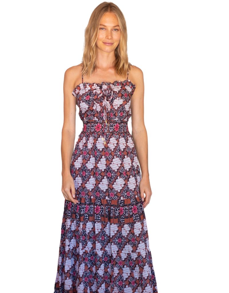 Bell Libra Maxi Dress Black Pink Print 9