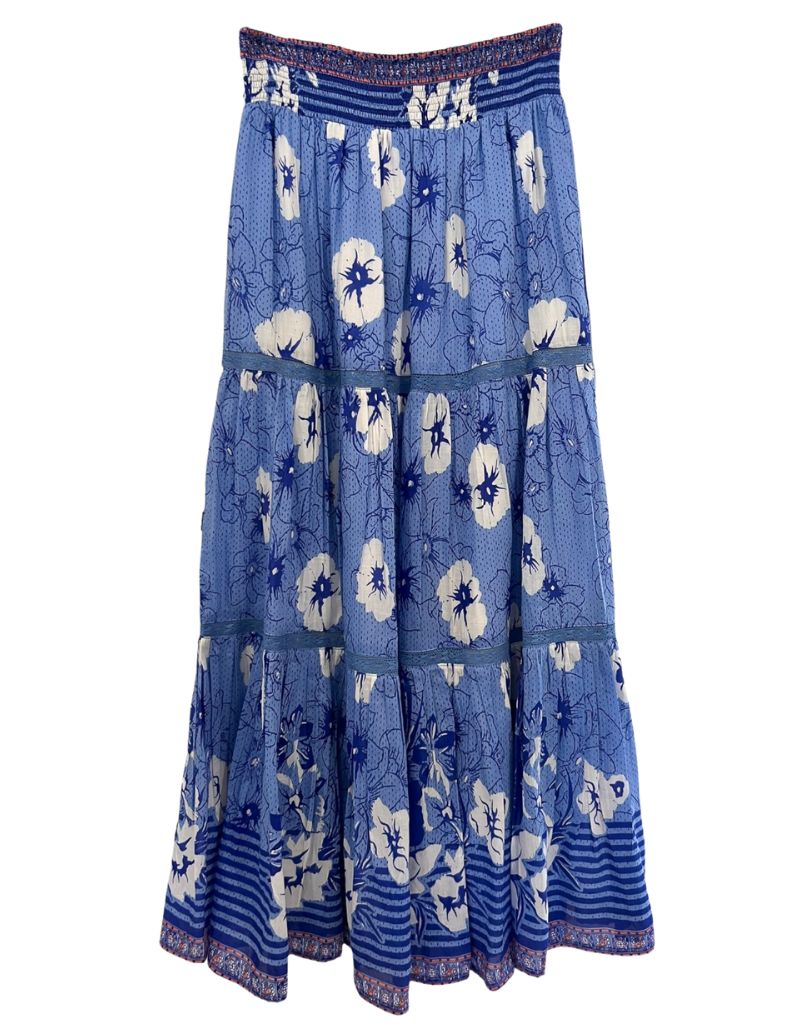 Bell Marni Maxi Skirt Blue White Flowers 8