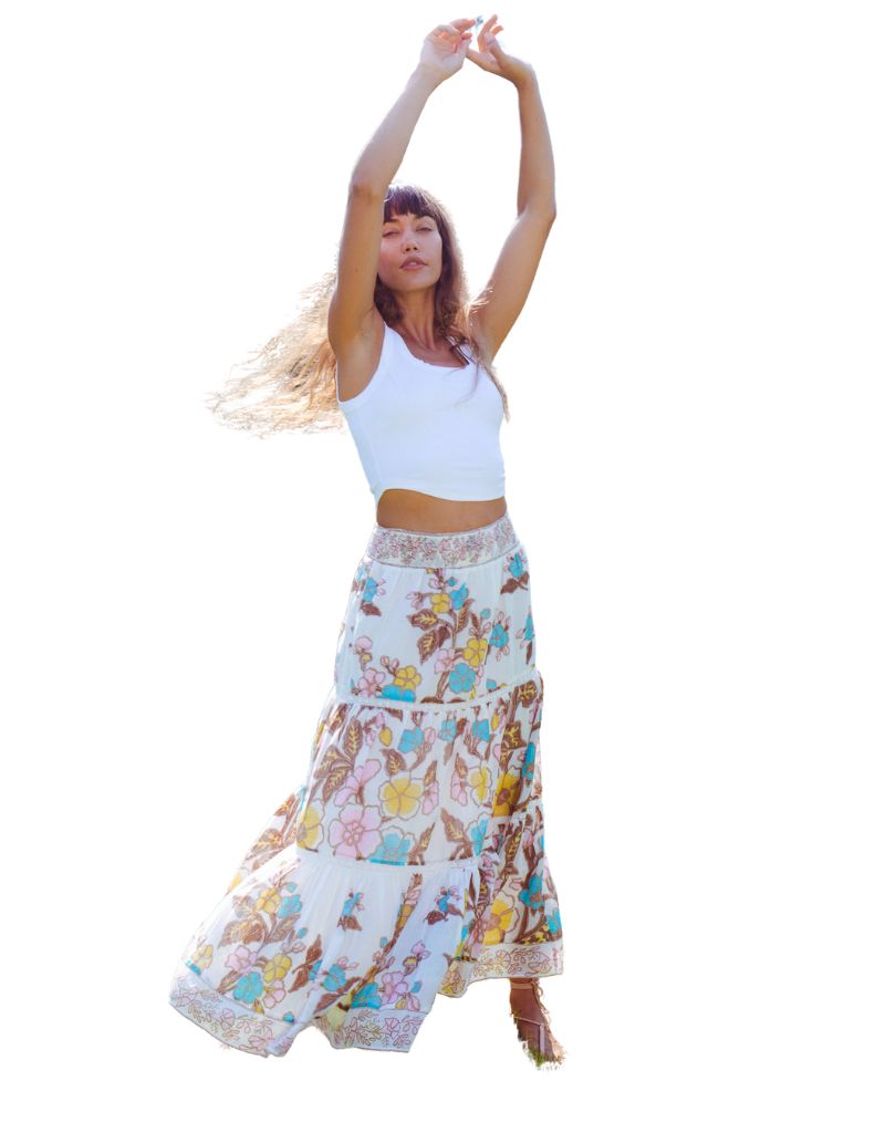 Bell Marni Maxi Skirt Turq Yellow Floral 3