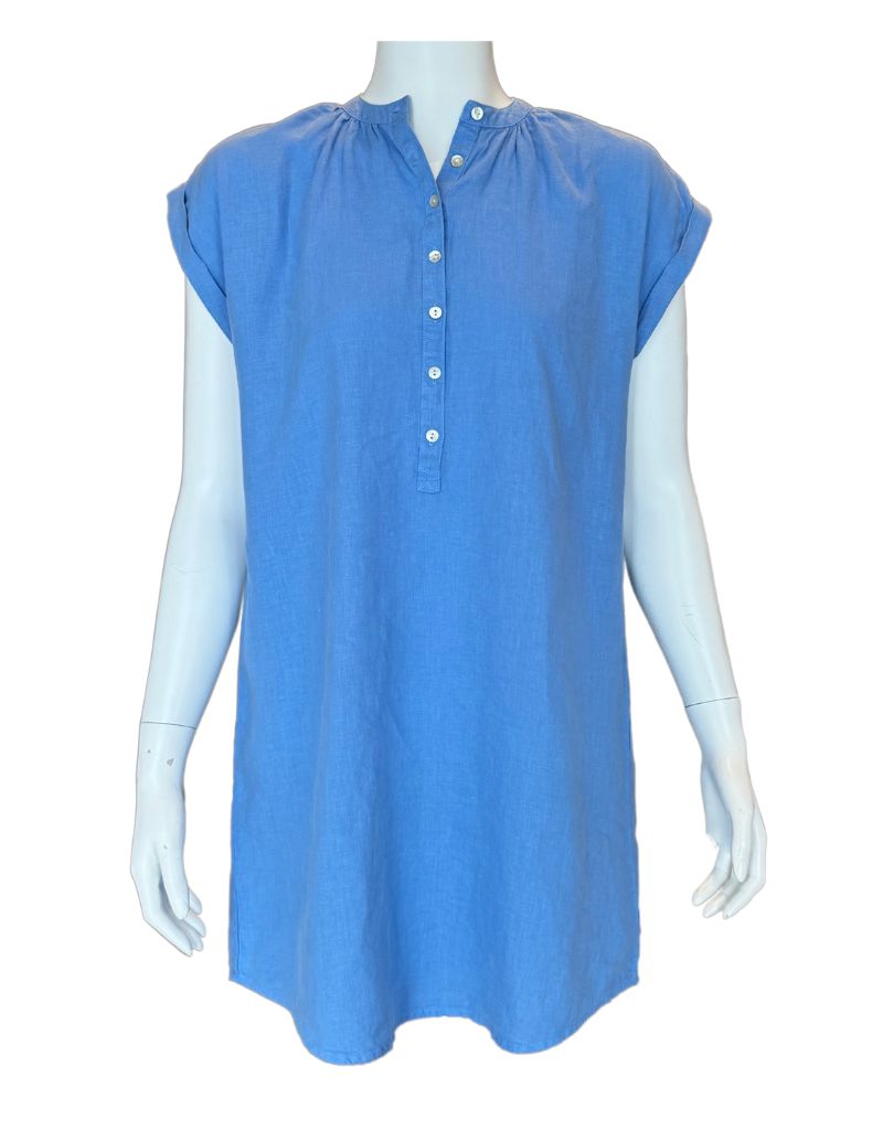 Cap Sleeve Henley Dress Riveira Blue