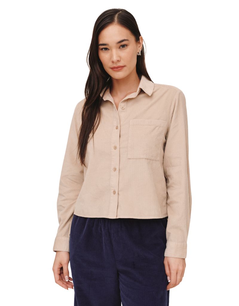 Bella Dahl Long Sleeve Patch Pocket Work Shirt Oat