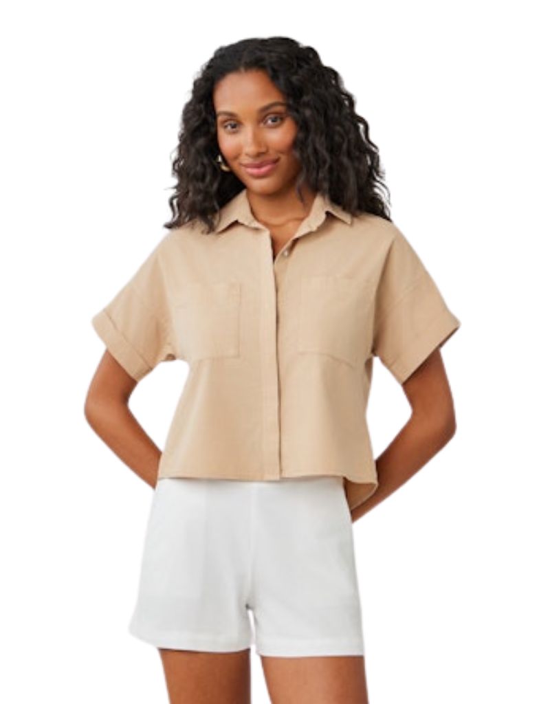 Bella Dahl Two Pocket Short Sleeve Shirt Kona Khaki