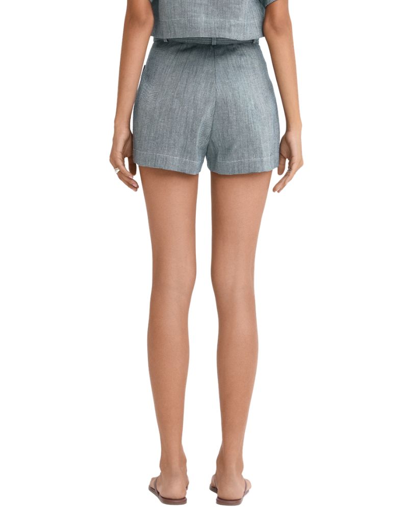 Belted Pocket Short Denim
