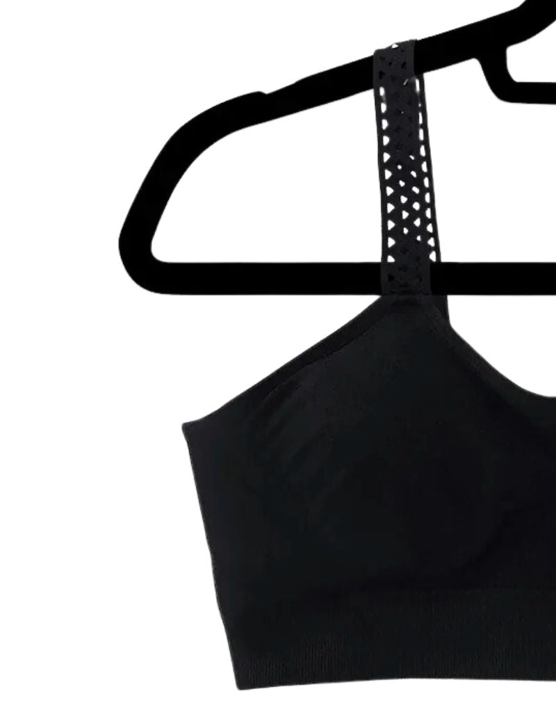 Strap Its PLUS Black Bra with Attached Black Lattice Strap