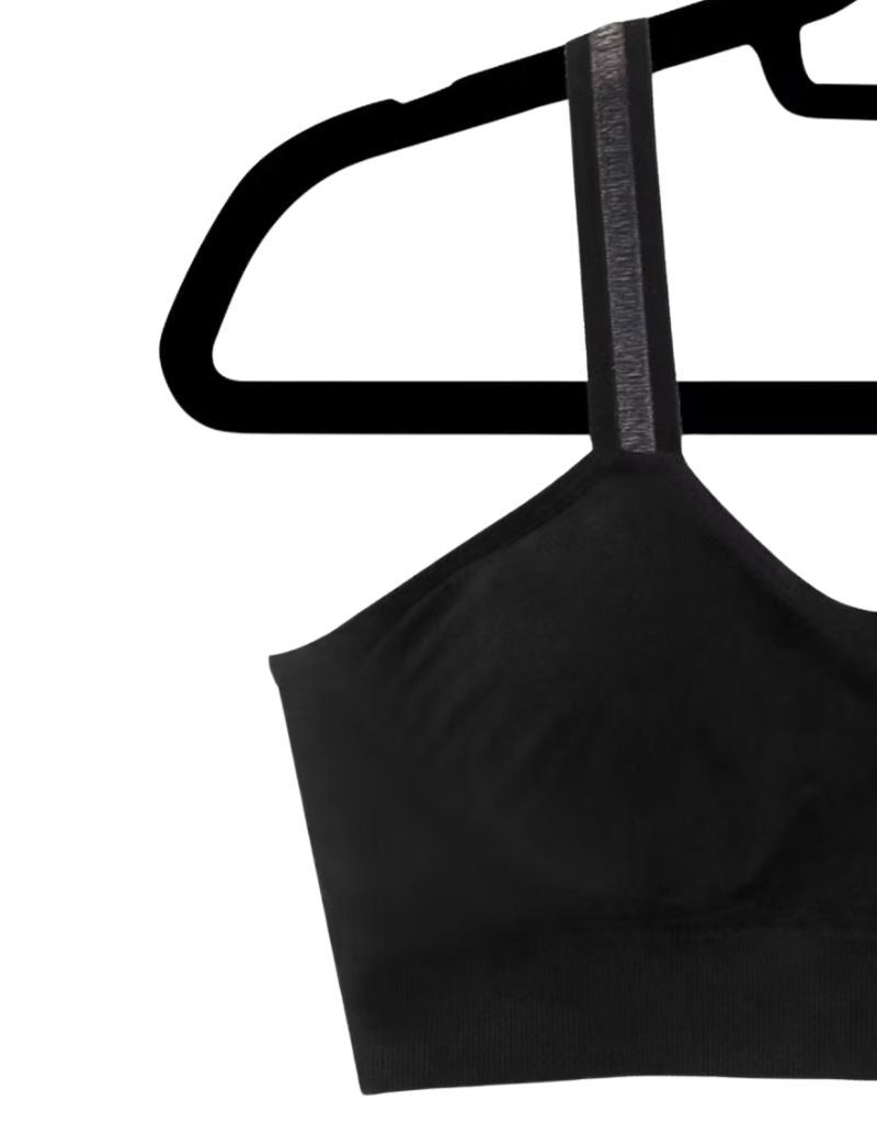 Black Bra with Attached Black Sheer Strap