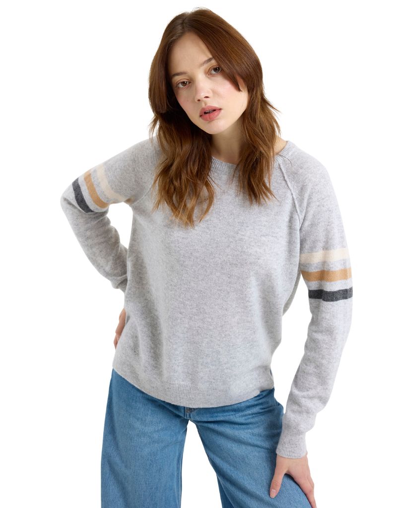 Brodie Annie Stripe Crew Super Grey Cygnet