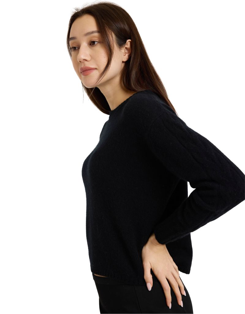 Brodie Cable Sleeve Crew Black