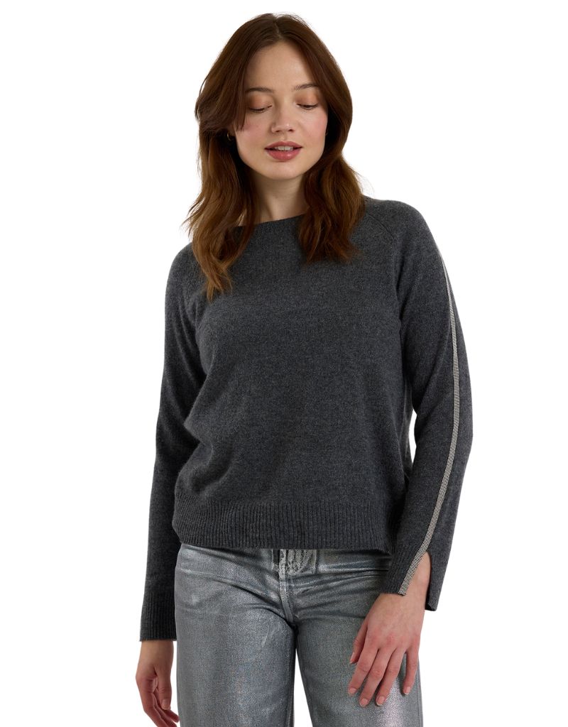 Brodie Glitz Split Cuff Crew Derby Grey