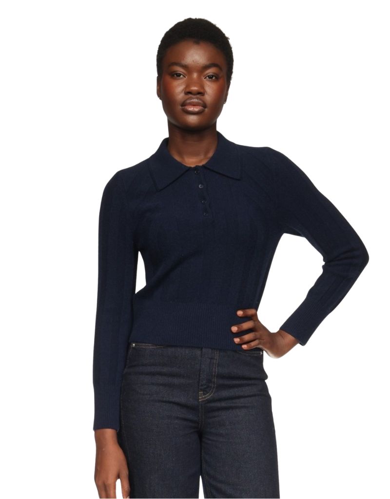 Brodie Slim Fit Rib Polo Midnight Navy