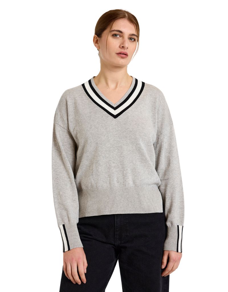 Brodie Wispr Valerie Stripe V Grey Haze Ivory Black