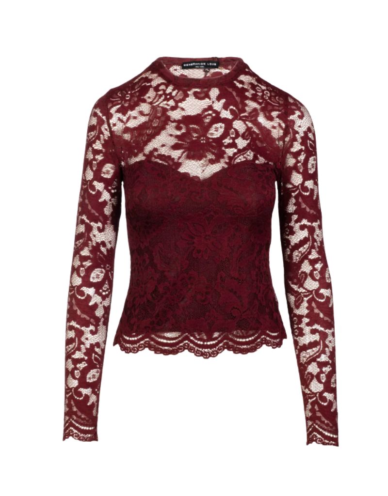 Clayton Lace Top Cabernet