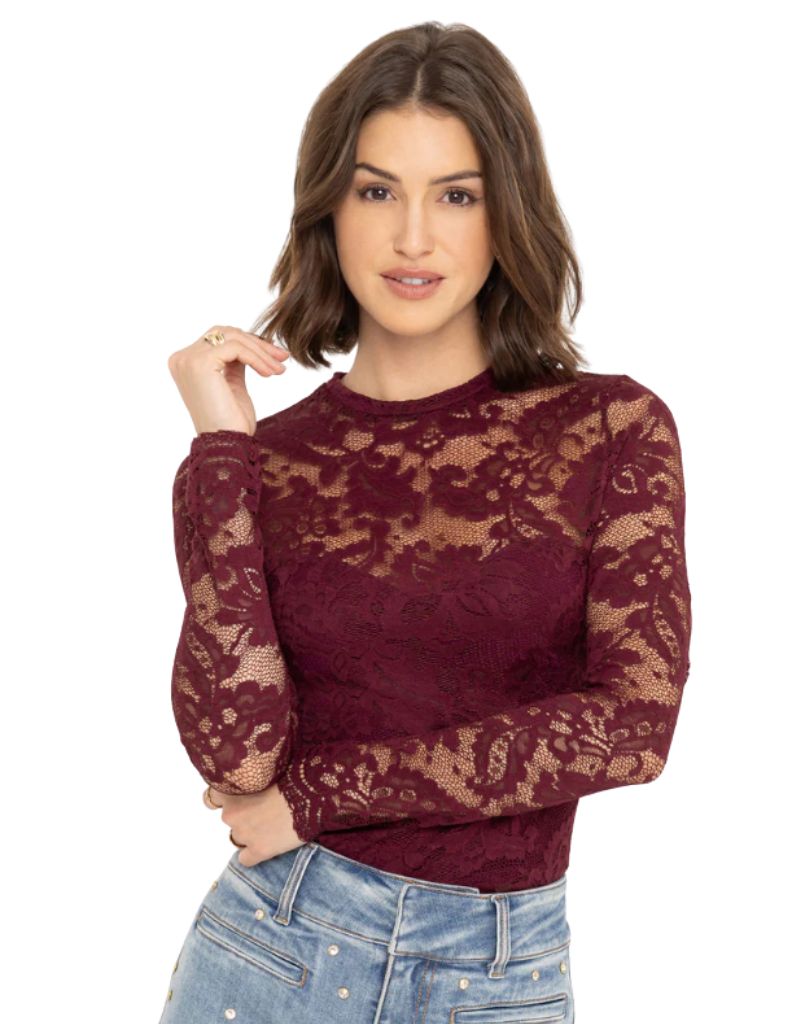 Clayton Lace Top Cabernet