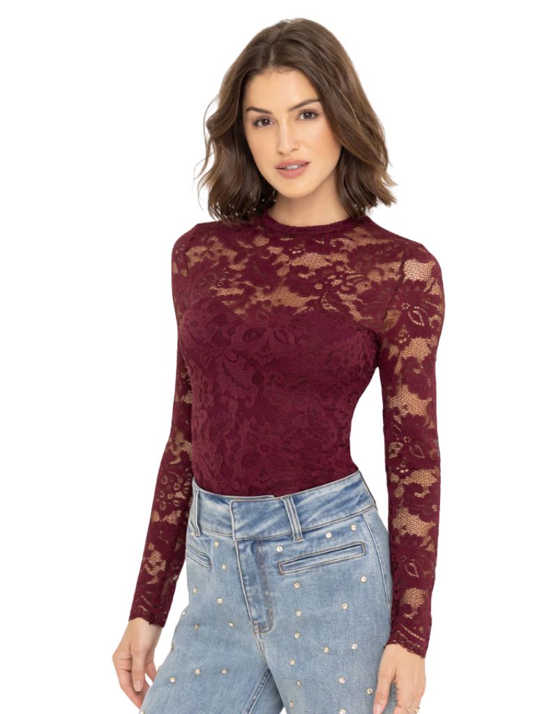 Clayton Lace Top Cabernet