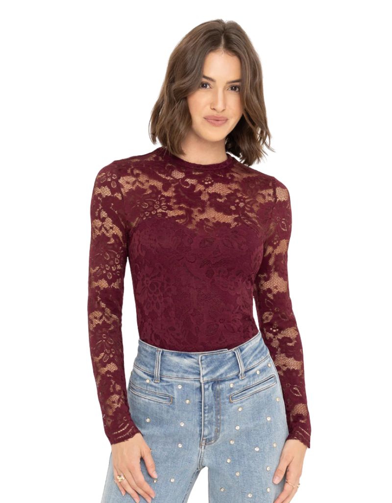 Clayton Lace Top Cabernet