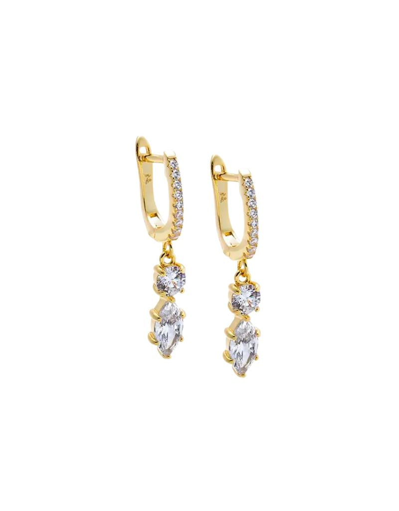 CZ Dangling Cluster Dangle Huggie Earring