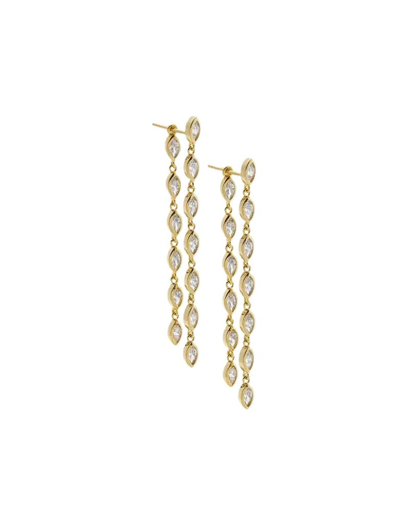 CZ Marquise Double Chain Drop Earring
