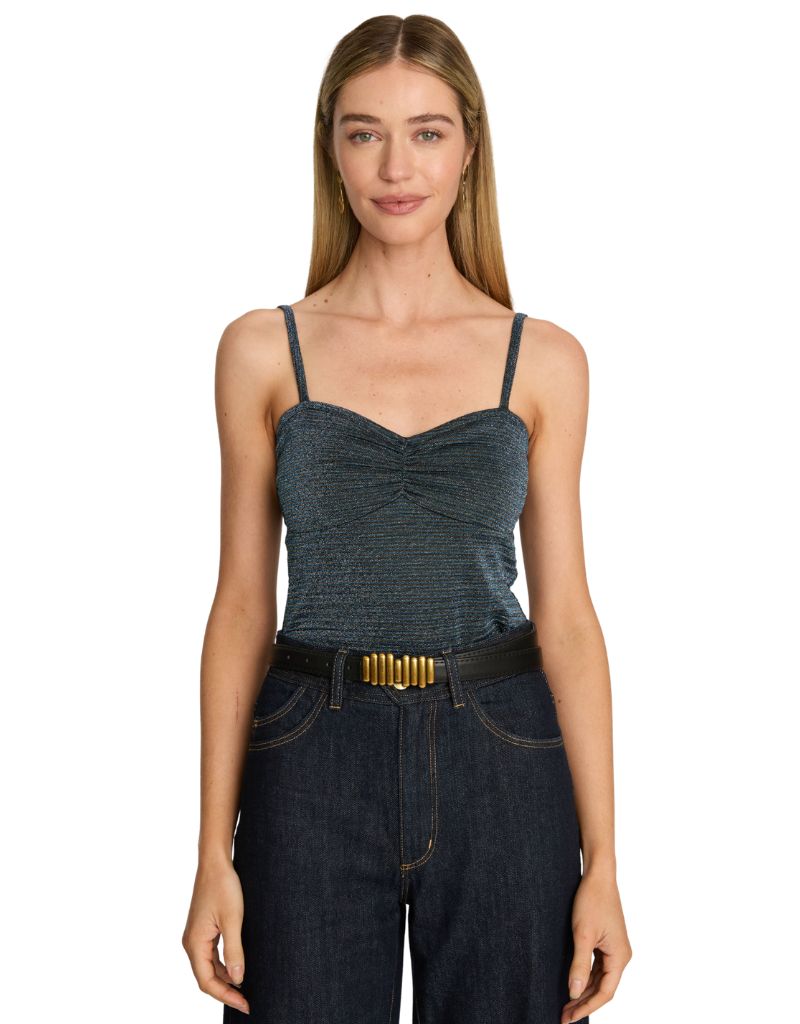 Caballero Chelsea Top in Teal Metallic Knit
