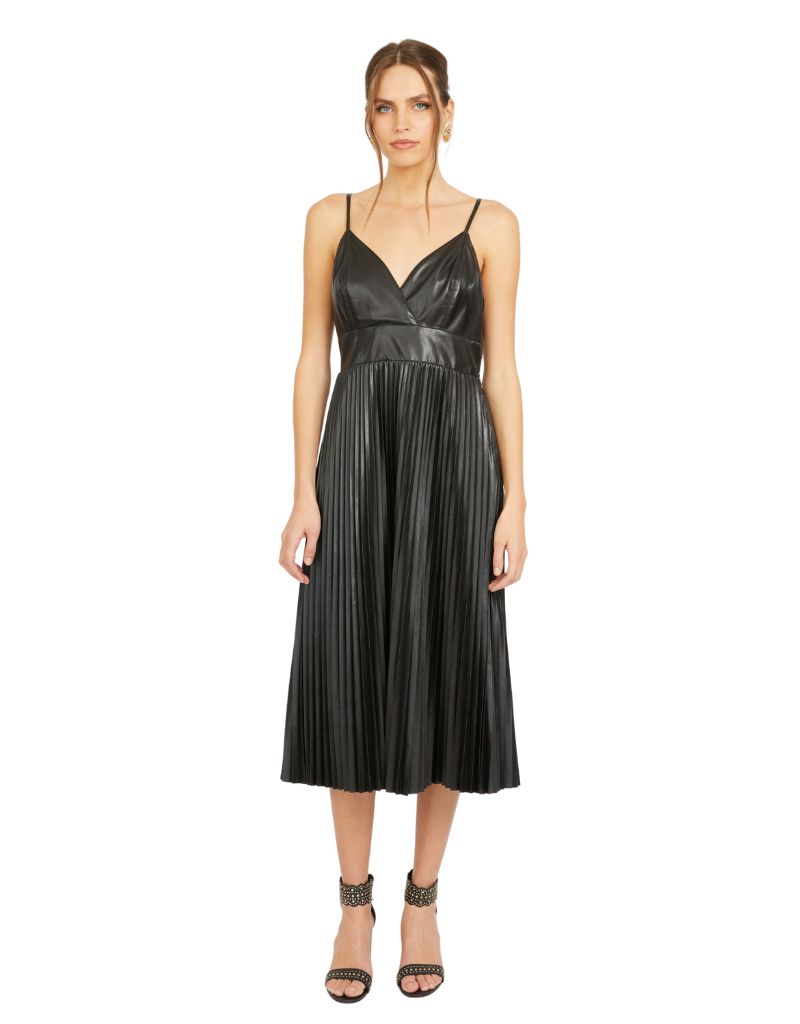 Caballero Genevieve Dress in Black Vegan Leather