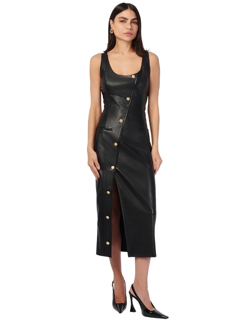 vegan leather dress Cami NYC | Kirby Vegan Leather Dress Black