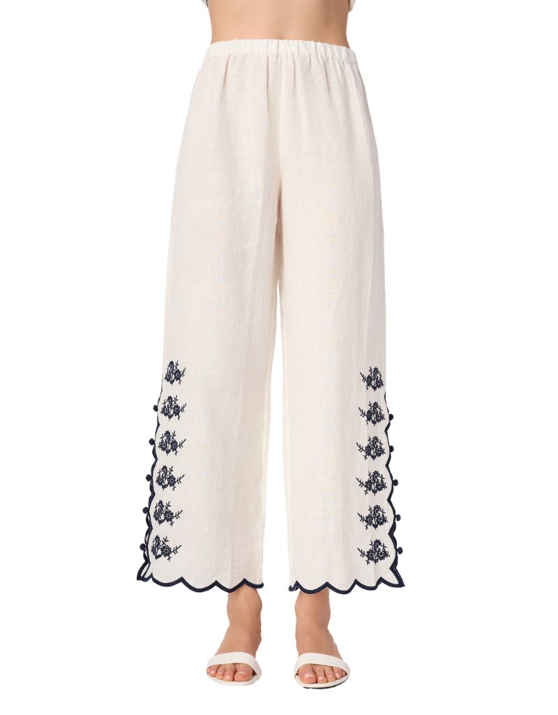 Cami NYC Madrid Embroidered Linen Pant Macadamia