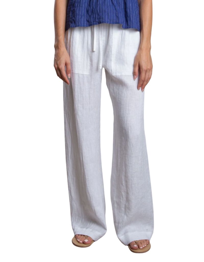 Casey Pant in French Linen White