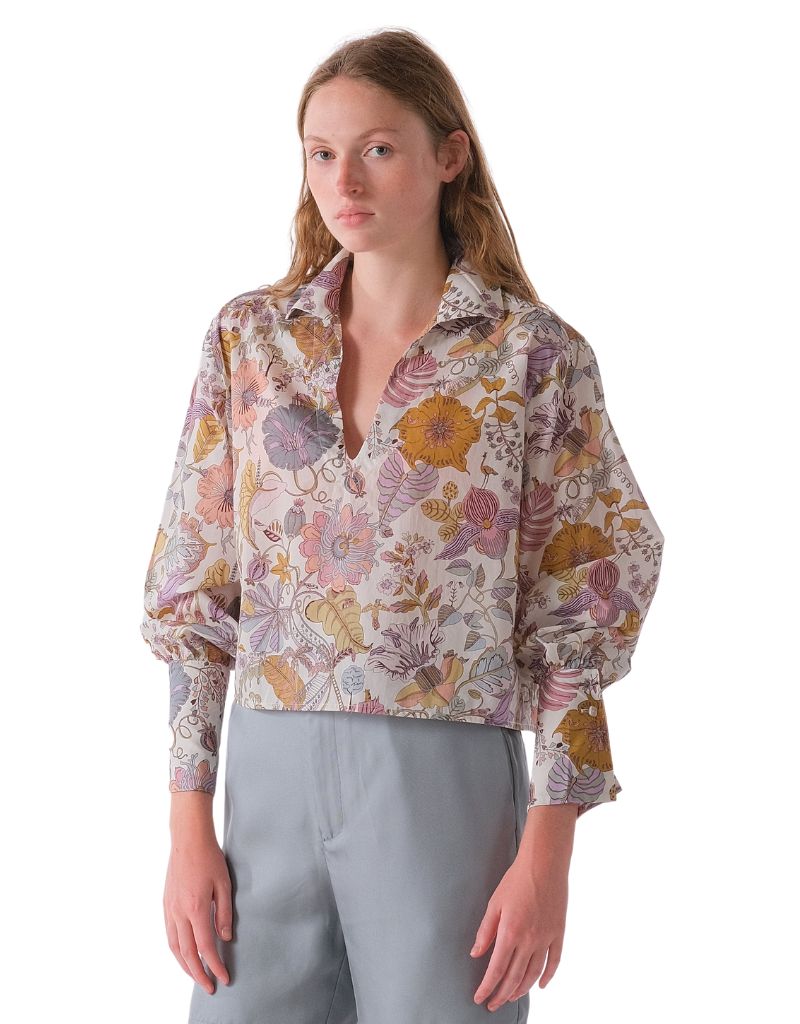 Cissa The VICTORIAN Shirt, Made with Tana Lawn Fantasy Land Floral