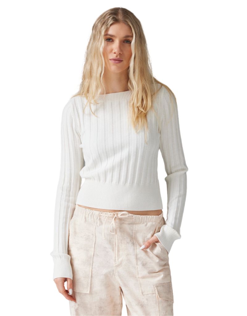Colorush Gwen Crop Boat Neck White